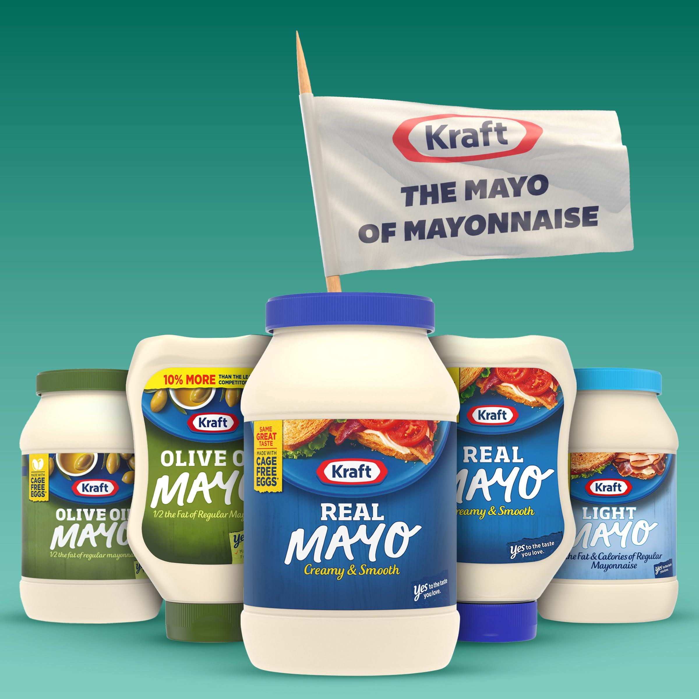 Kraft Kraft Real Mayo Creamy & Smooth Mayonnaise - Classic Spreadable Condiment for Sandwiches, Salads and Dips, Made with Cage-Free Eggs, For a Keto and Low Carb Lifestyle, 48 fl oz Jar