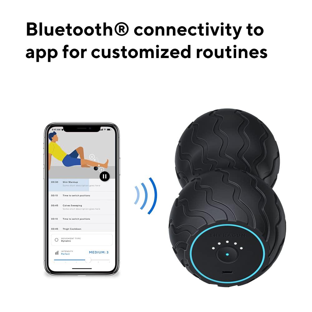TheraGun Therabody Wave Series Wave Duo - Ergonomically Contoured Foam Roller. Bluetooth Enabled Muscle Roller for Your Back, Neck & Spine with 5 Customizable Vibration Frequencies in Therabody App