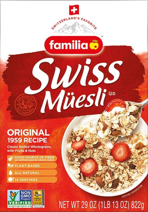 Familia Familia Swiss Muesli Cereal, Original Recipe with Fruit and Nuts - Enjoy Hot, Cold or as Overnight Oats, 29 oz (Pack of 6)