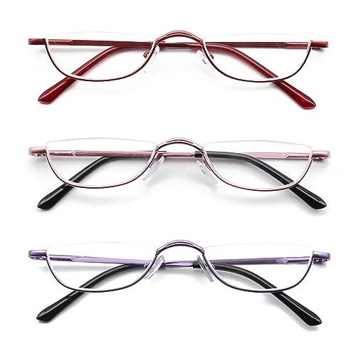 COVESATO COVESATO Half Frame Reading Glasses, Half Metal Moon Readers for Women Men 2.50