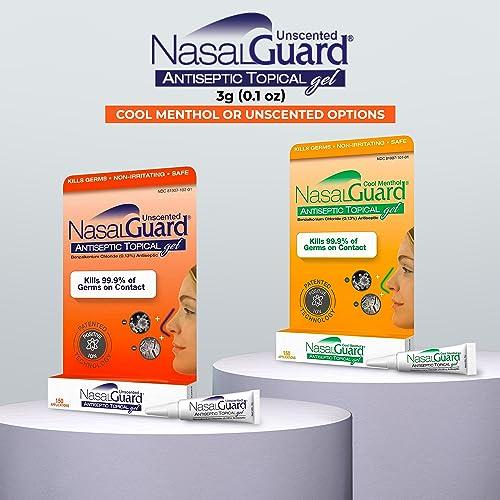NasalGuard NasalGuard Antiseptic Topical Gel - Kills 99.9% of Germs - Patented Positive Ion Technology, Non-irritating, Safe for Daily use - Over 150 Applications Per Tube, (3 Grams) Unscented