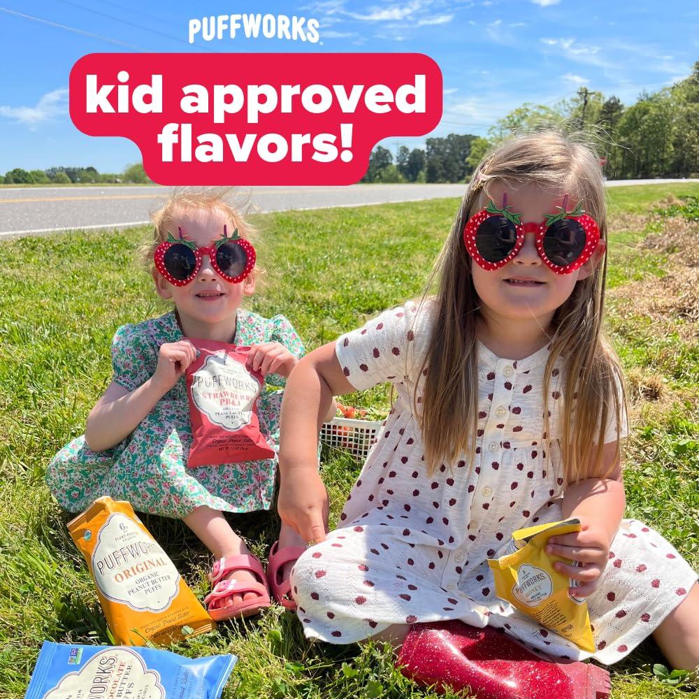 Puffworks Puffworks Original Organic Peanut Butter Puffs, 1.2 Ounce (Pack of 6), Plant-Based Protein Snack, Gluten- and Rice-Free, Vegan, Kosher