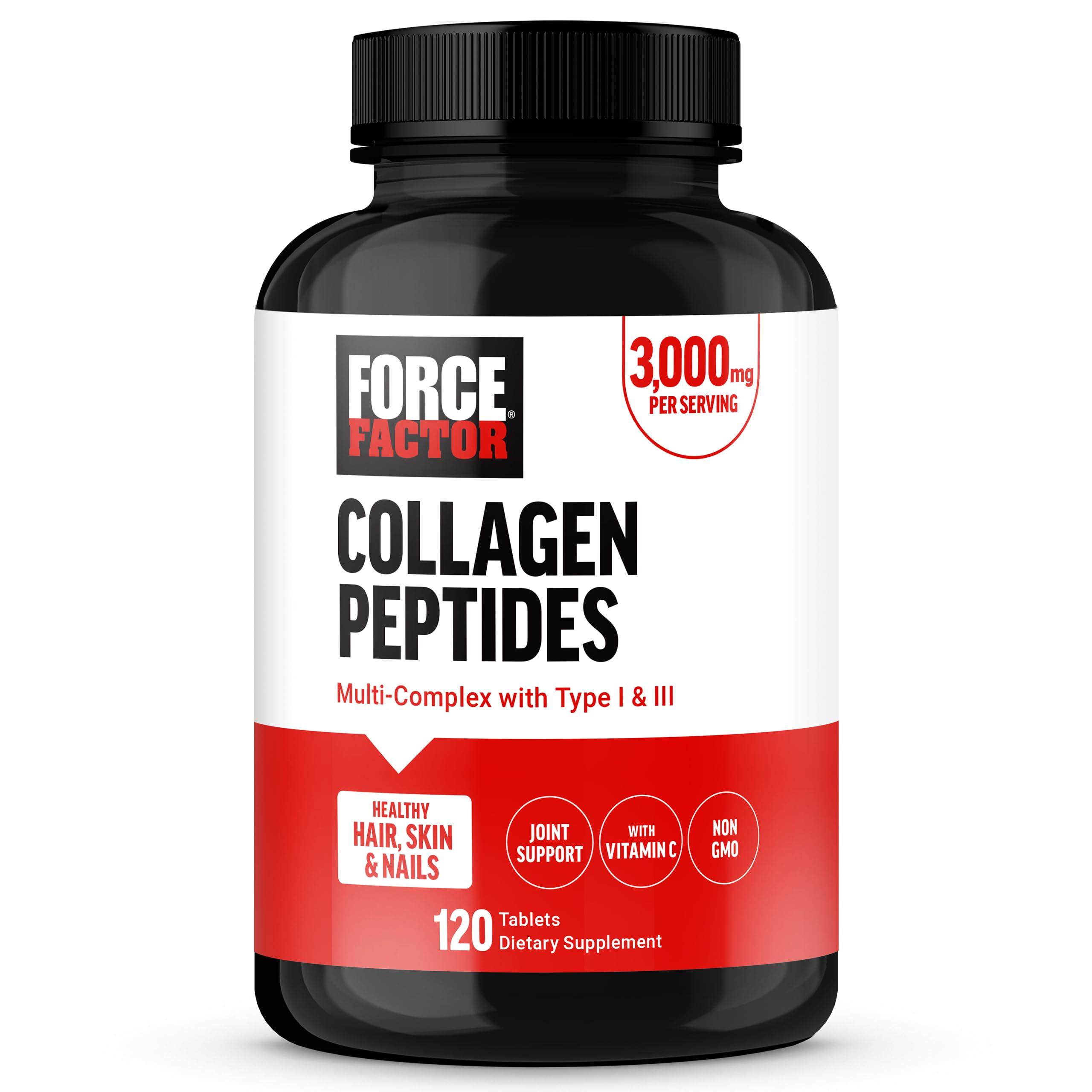 Force Factor FORCE FACTOR Collagen Peptides, Collagen for Women and Men Made with Hydrolyzed Bovine Collagen Type 1 & 3 for Healthy Hair, Skin, Nails, & Joints, Premium Quality, Non-GMO, 120 Collagen Pills