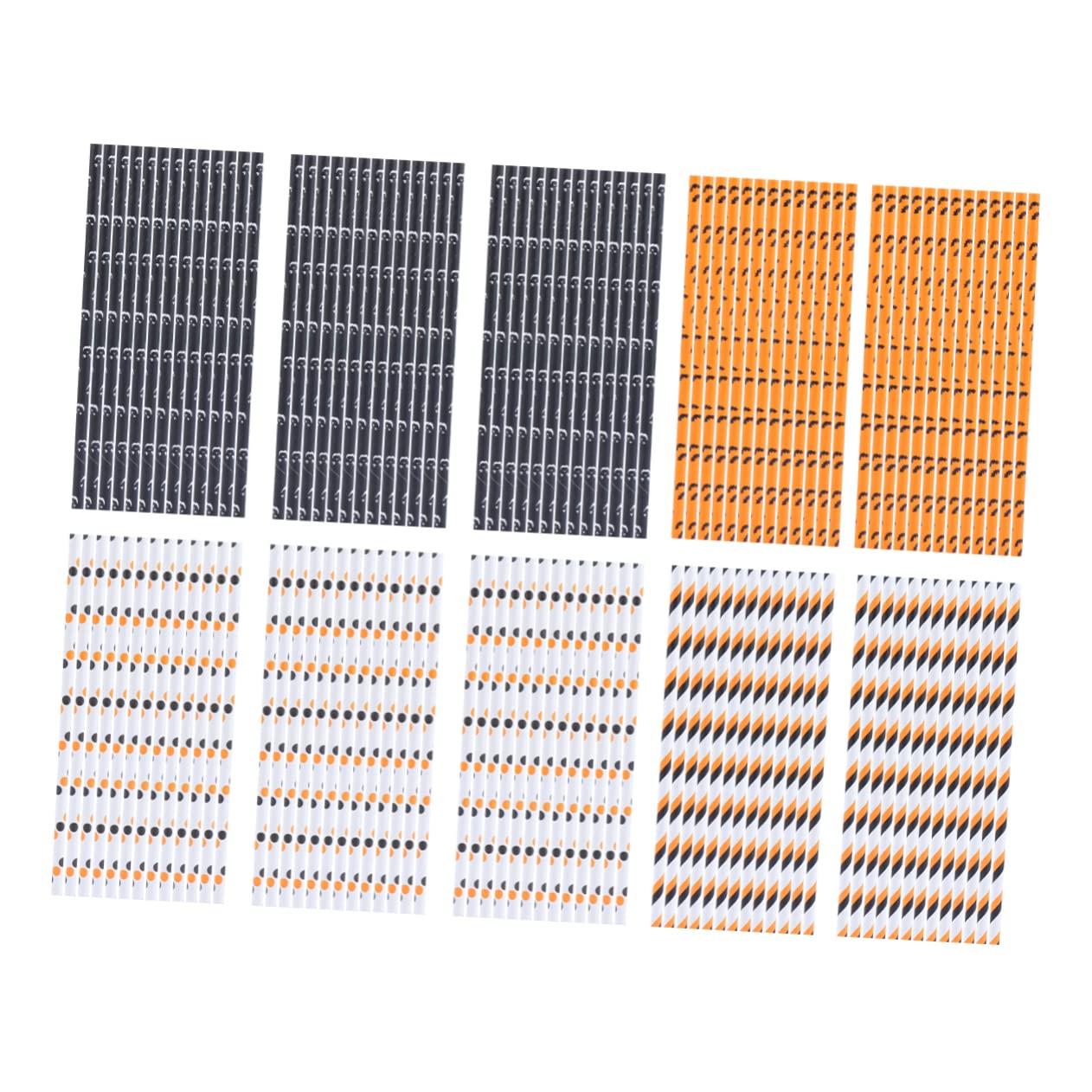 Beavorty Beavorty 250Pcs Halloween Spooky Straw Inserts Kraft Paper Drinking Straws for Celebrations