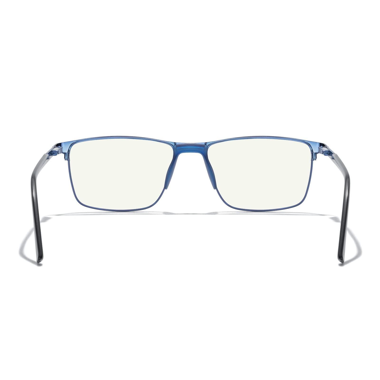 MERRY'S MERRY'S Fashion Blue Light Blocking Glasses - Reading Glasses Metal Frame Spring Hinge Readers for Men Eyeglasses (Blue-52MM, 2.00)