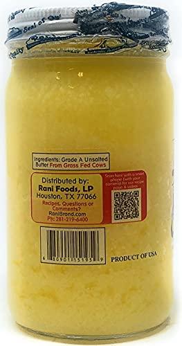 Rani Brand Authentic Indian Products Rani Ghee Pure & Natural from Grass Fed Cows (Clarified Butter) 8oz (227g) ~ Glass Jar | Paleo Friendly | Keto Friendly | Gluten Free | Product of USA
