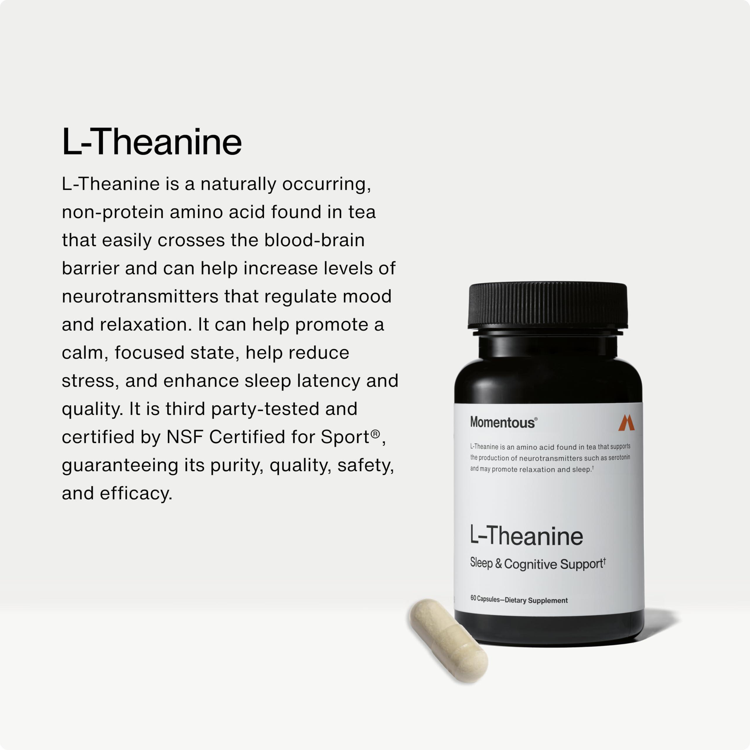 Momentous Momentous L-Theanine Supplement - 200mg Capsules to Promote Relaxation and Focus - NSF Certified, GMO-Free, Gluten Free, 60 Servings
