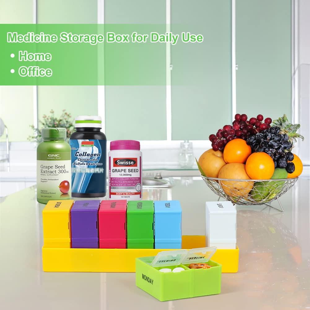 HRX Package HRX Package Weekly Deep Capacity Pill Organizer 4 Times a Day, 7 Day Large Pill Box Dispenser, AM/PM Pop-Out Pill Planner
