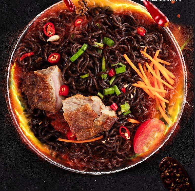 ZAOIAN Ghost Pepper Noodles Spicy Dry Mixed Noodles 80g/barrel, 1 Million Spiciness, Black Noodles, Hot Pepper Spicy Instant Dry Mixed Noodles, Super Spicy Instant Noodles, Cup Noodles (2 buckets)