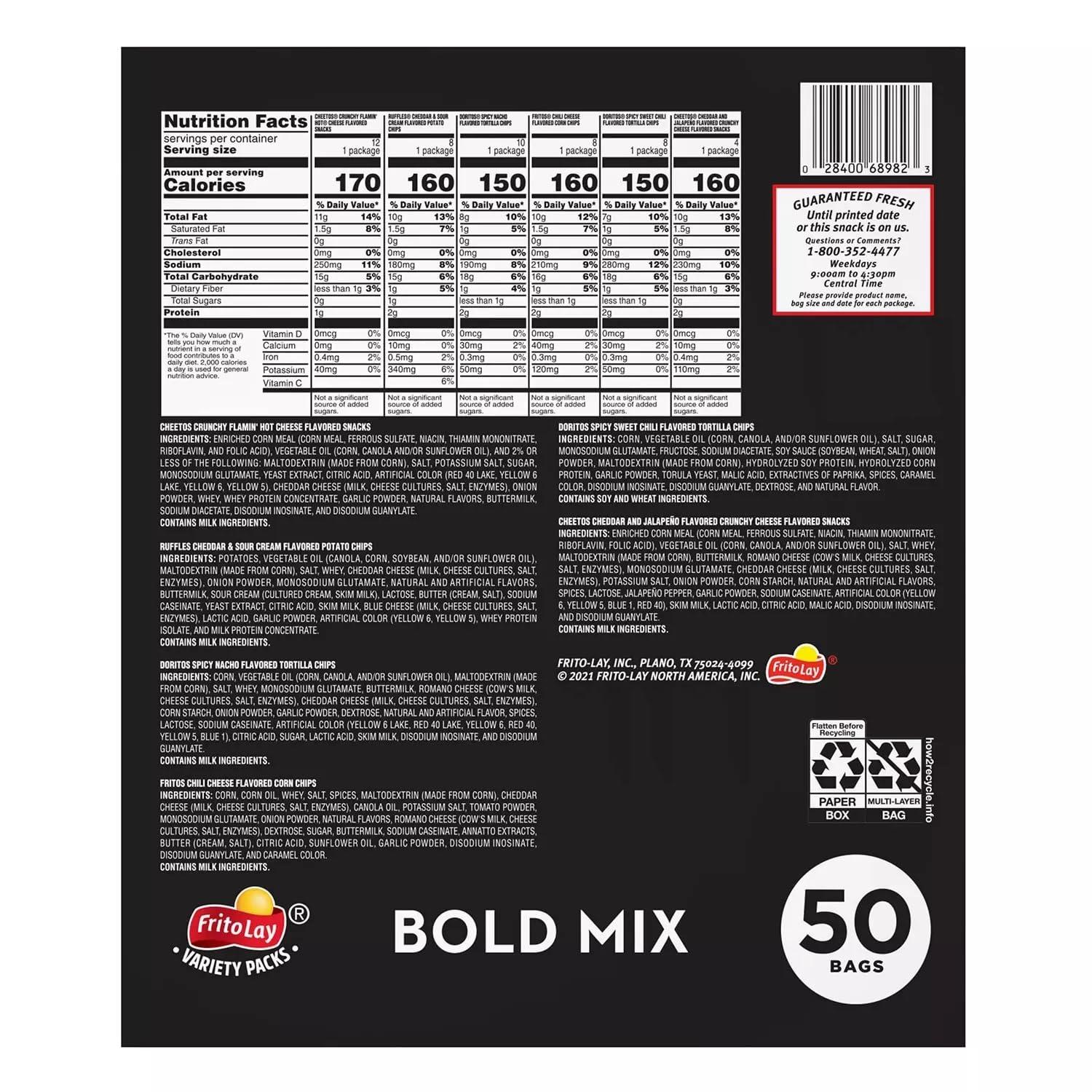Frito Lay Frito Lay Bold Mix Variety Pack Chips (50 Count)