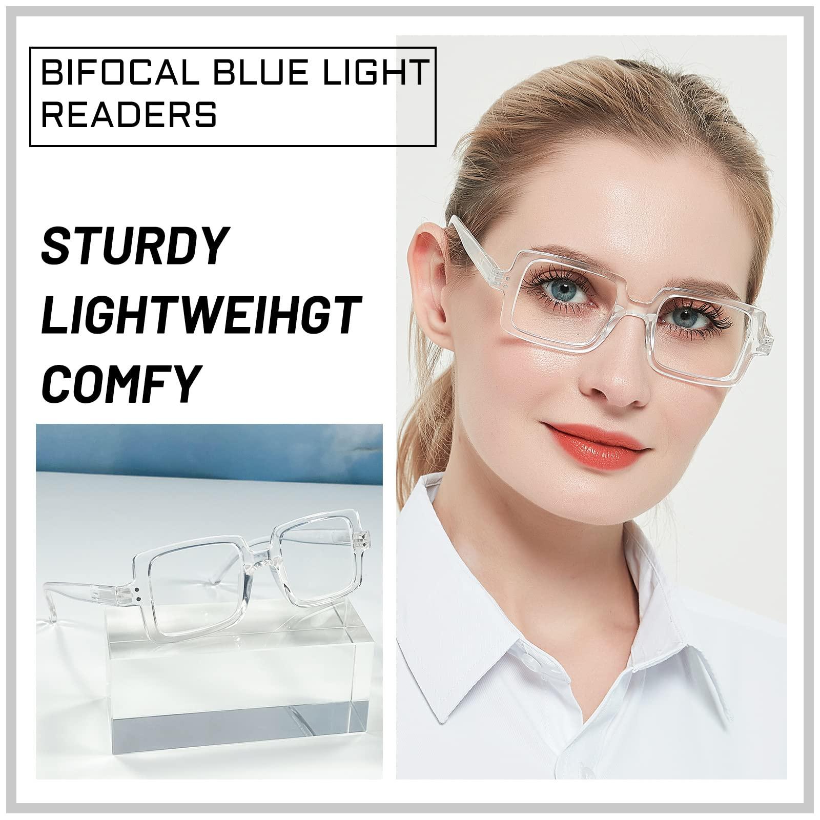 OCCI CHIARI OCCI CHIARI Bifocal Reading Glasses with Clear Top,Blue Light Blocking Transition Readers Women 1.0 1.5 2.0 2.5 3.0 3.5(350+ Clean)