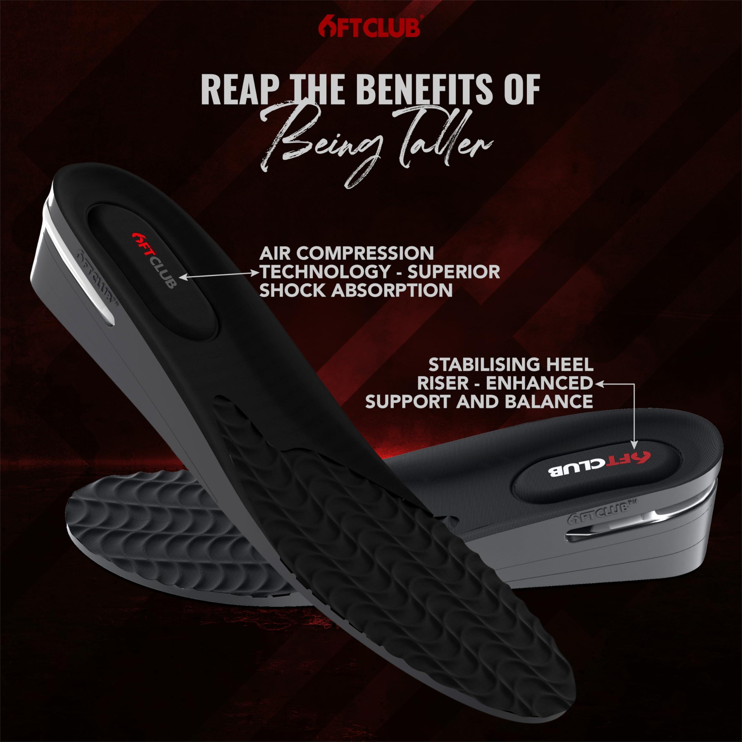6FT CLUB 6FT Next Level Advanced Height Increase Insole 3 Layer Elevation Soles Men\'s Shoe Lifts 1.75 Inch Height Inserts for Lo-Tops and Hi-Tops