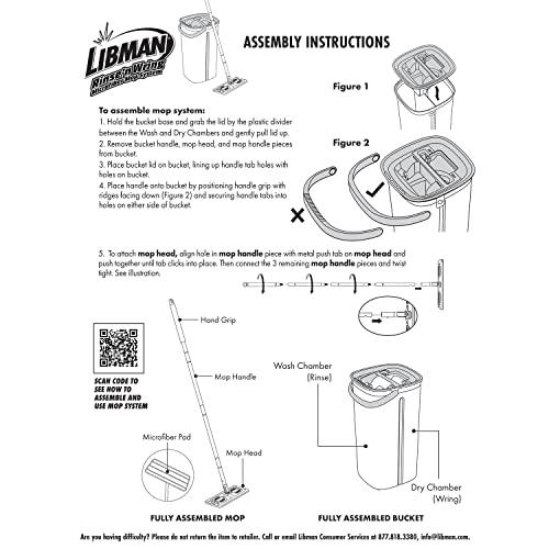 Libman Libman Rinse \'n Wring Mop and Bucket System | Microfiber Floor Mop | Hardwood Floor Cleaner | Wet & Dry Mop | Clean & Dirty Water Chambers | Power Blades | 2 Total Microfiber Pads,Green