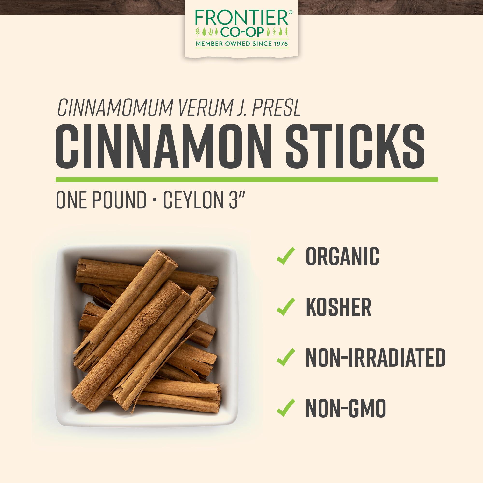 Frontier Co-op Frontier Co-op Organic 3\" Ceylon Cinnamon Sticks, 1lb - Bulk Cinnamon Sticks for Crafts, Drinks, Holiday Recipes, Cinnamon Powder and More