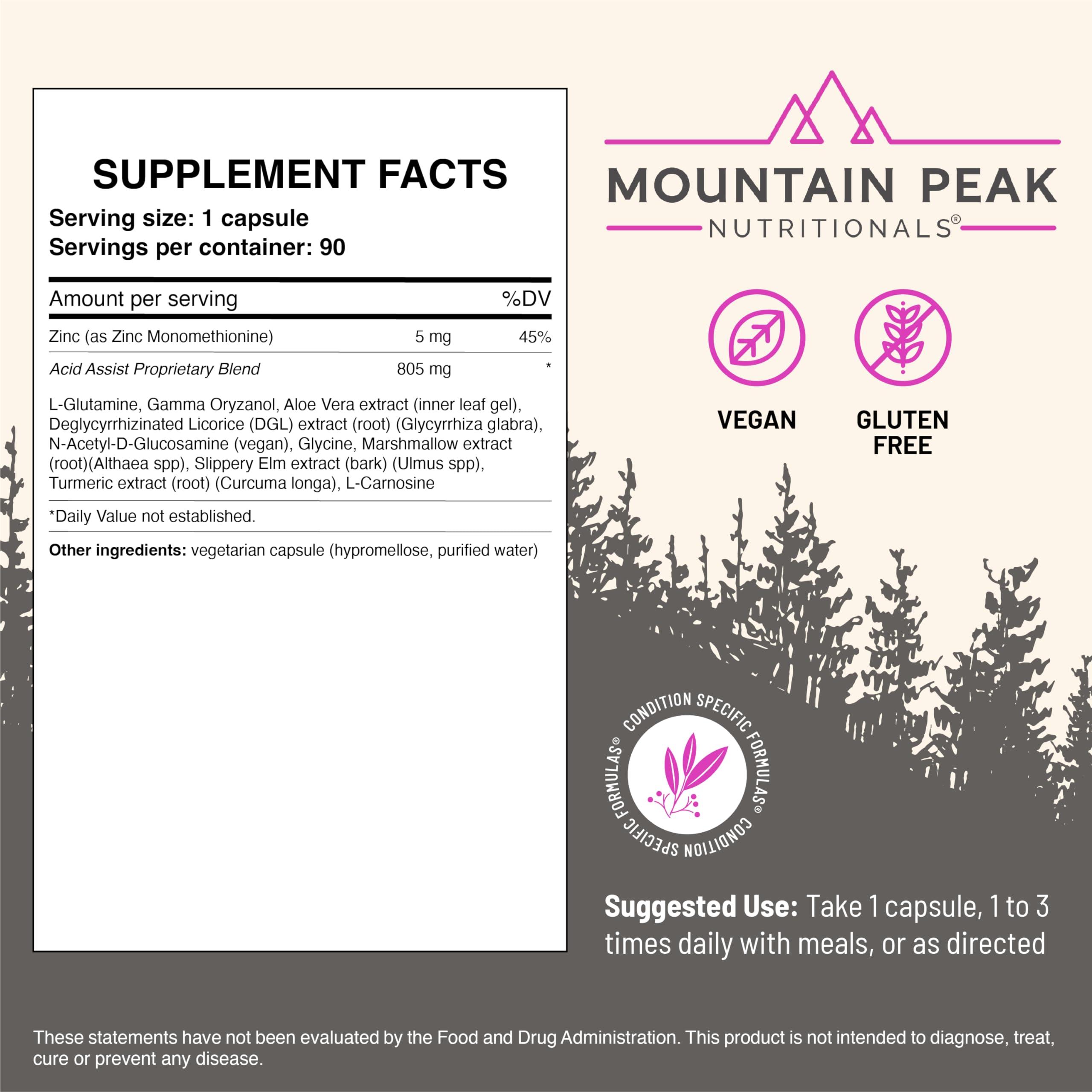Mountain Peak Nutritionals Mountain Peak Nutritionals Acid Assist Formula - Gastrointestinal Support Supplement - Helps with Symptoms of Occasional Heartburn & Stomach Acid - Hypoallergenic Dietary Supplement (90 Capsules)