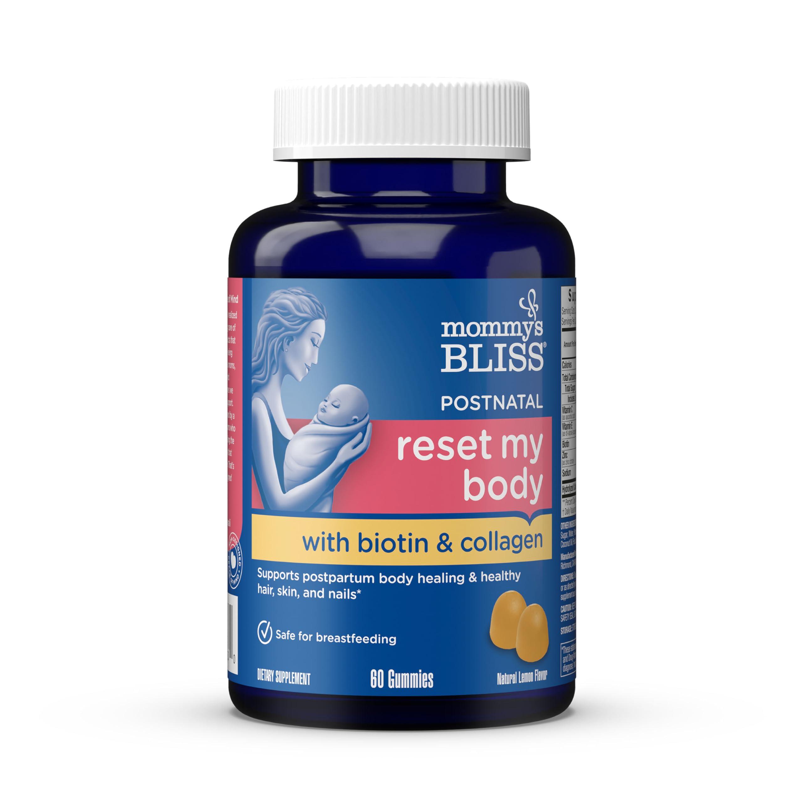 Mommy\'s Bliss Mommy\'s Bliss Postnatal Support Reset My Body Gummies with Biotin & Collagen, Supports Postpartum Energy, Healing & Joint Health + Hair, Skin & Nails Health, Gluten Free, 60 Gummies (30 Servings)