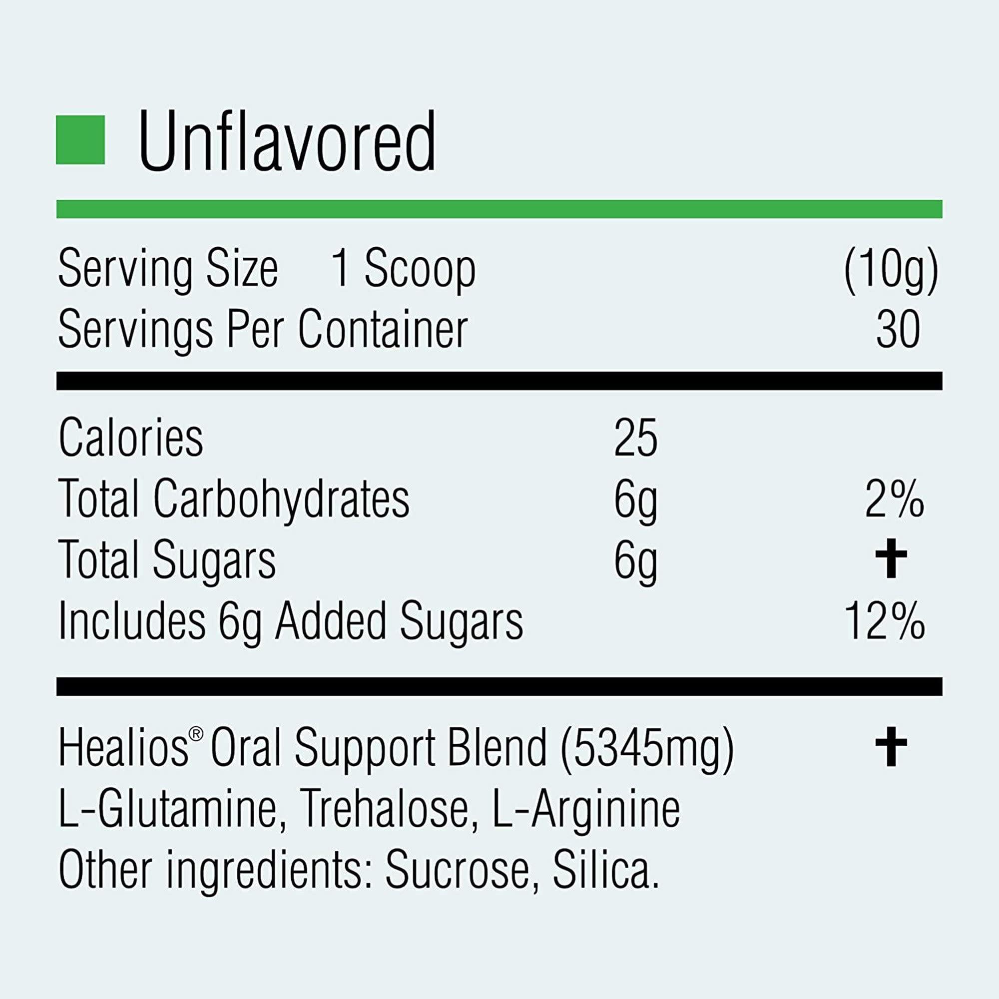 Healios Healios Unflavored Oral Health and Dietary Supplement, Powder Form, Naturally Sourced L-Glutamine Trehalose L-Arginine, 10.93 Ounces