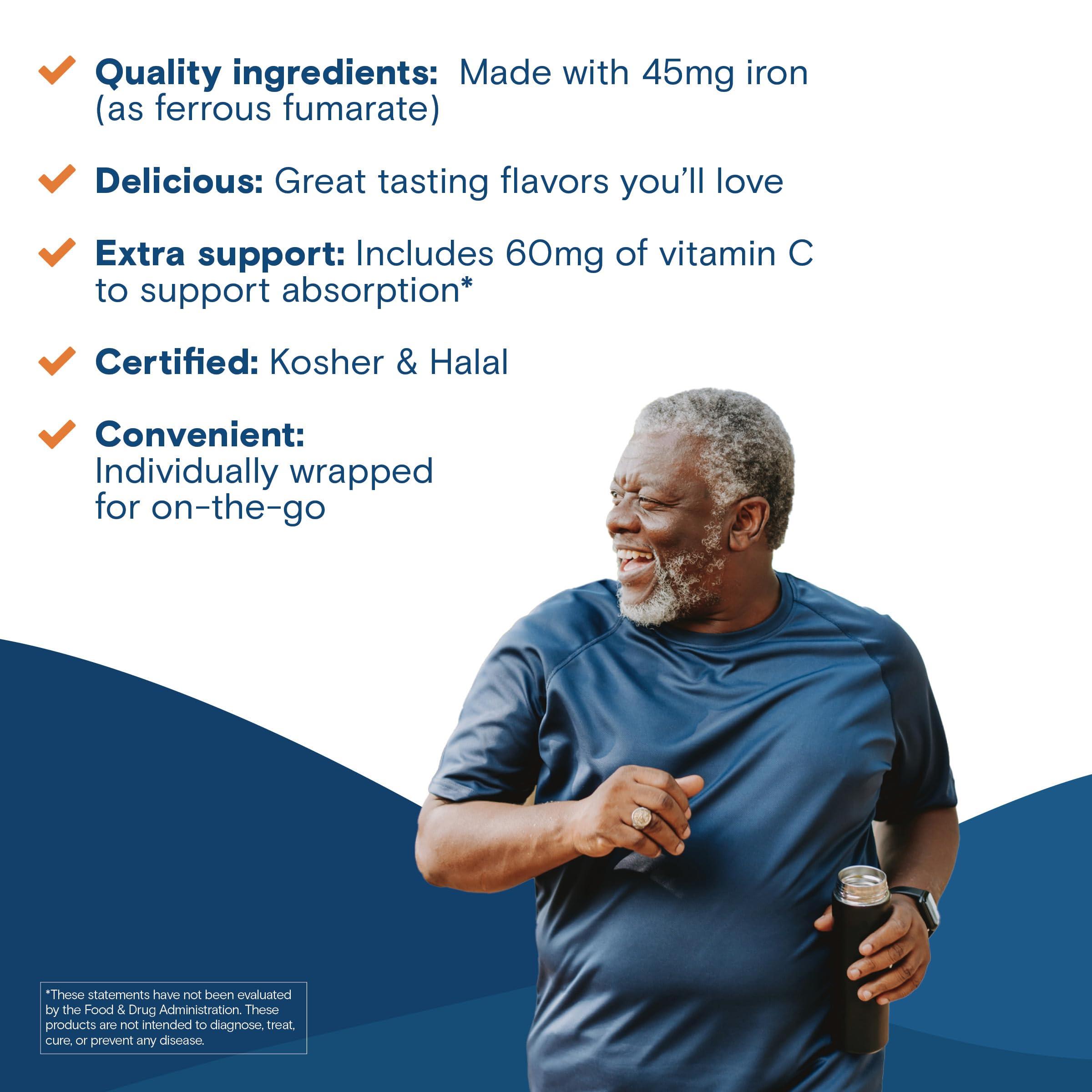 Bariatric Fusion Bariatric Fusion Iron Supplement for Women Anemia | Chewable Iron with Vitamin C | Cherry Flavored Soft Chew | Gentle on Stomach Ferrous Fumarate for Women and Men | Gluten Free | 60 Count