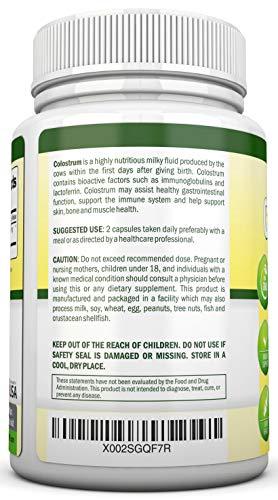 NutriONN Colostrum - 1000mg - 120 Capsules - 30% IgG - Non-GMO US Dairy - First Milking Bovine Colostrum - Low Heat Processed - Great for GI Tract Health - Immune Support - Bone and Muscle Health