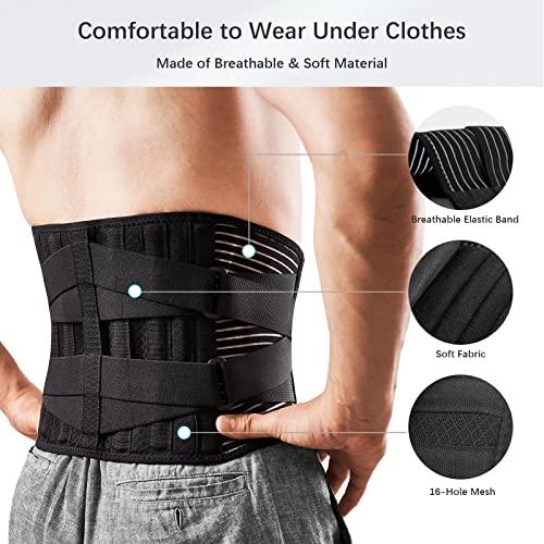 FREETOO FREETOO Back Braces for Lower Back Pain Relief with 6 Stays, Breathable Back Support Belt for Men/Women for work , Anti-skid lumbar support belt with 16-hole Mesh for sciatica(S)