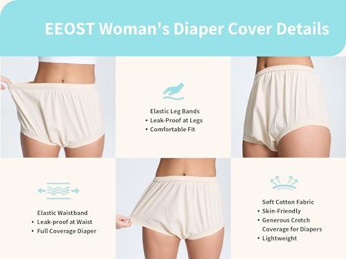 EEOST EEOST Women\'s Plastic Pants for Adult Diapers Incontinence Waterproof Cloth Diaper Cover Leakproof Rubber Underwear Alternative (Beige, XL)