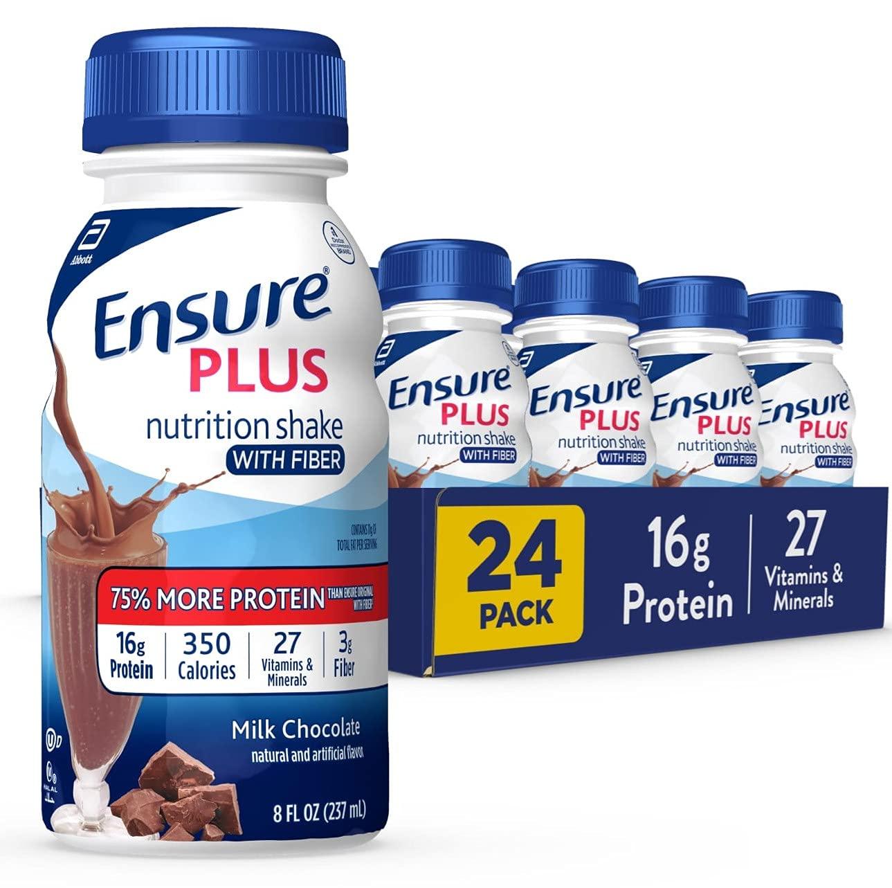 Ensure Ensure High Protein Nutritional Shake With Fiber, 16g Protein, Meal Replacement Shakes & Ensure Plus Nutrition Shake With Fiber, 16 Grams of Protein, Meal Replacement Liquid