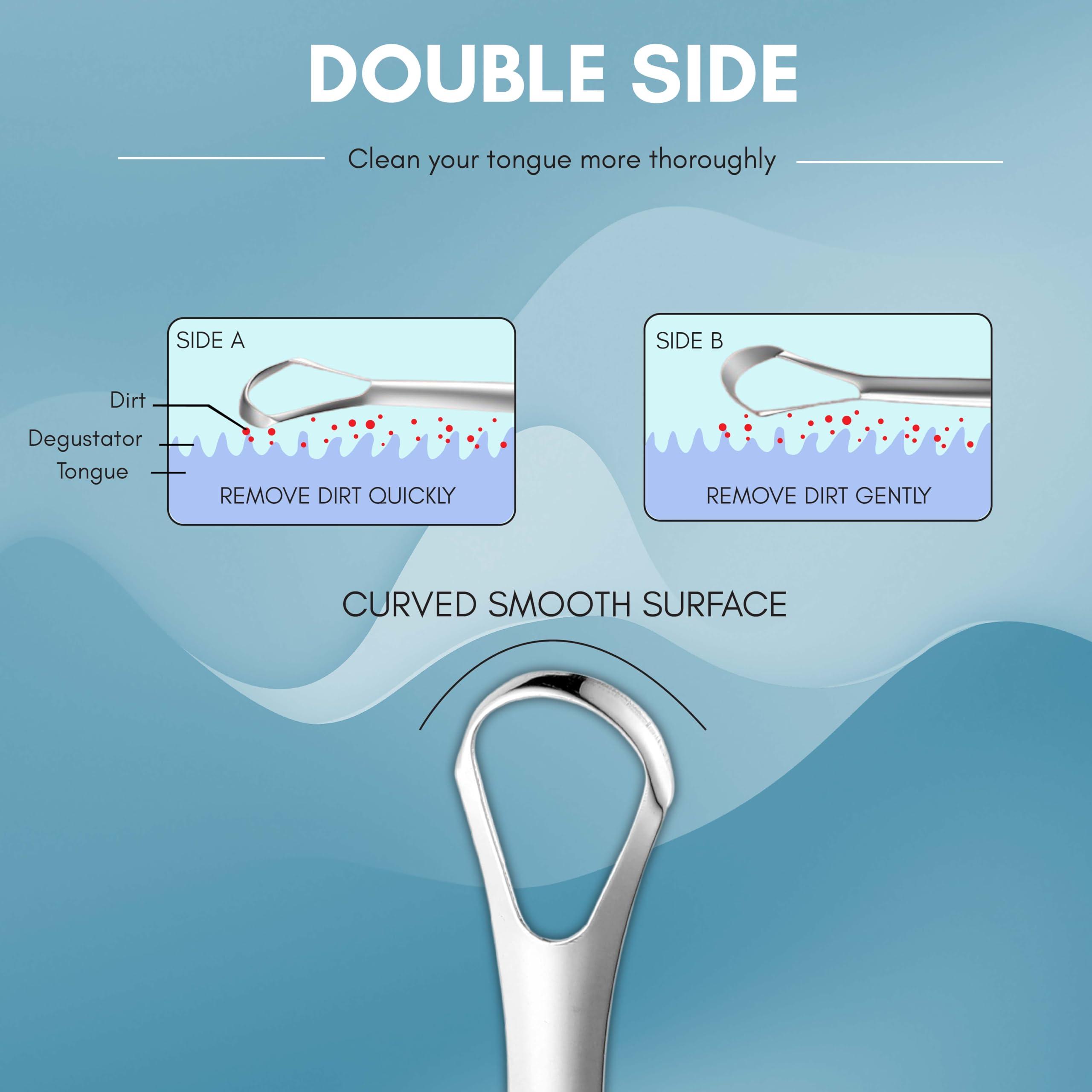 Beauté Secrets Beauté Secrets Tongue Cleaner Set With Travel Case for Men, Women and Kids, Silver