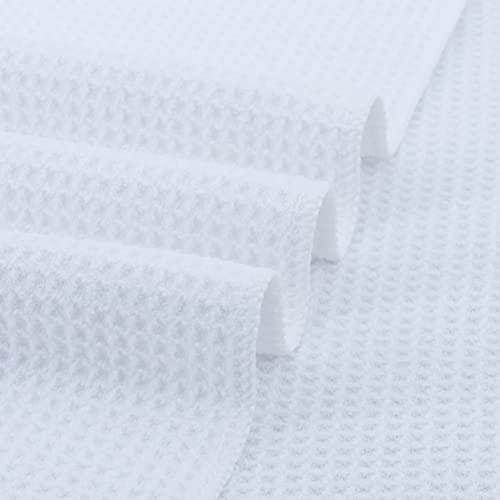 POLYTE POLYTE Premium Microfiber Kitchen Dish Hand Towel Waffle Weave 12 Pack (16x28 in, White)