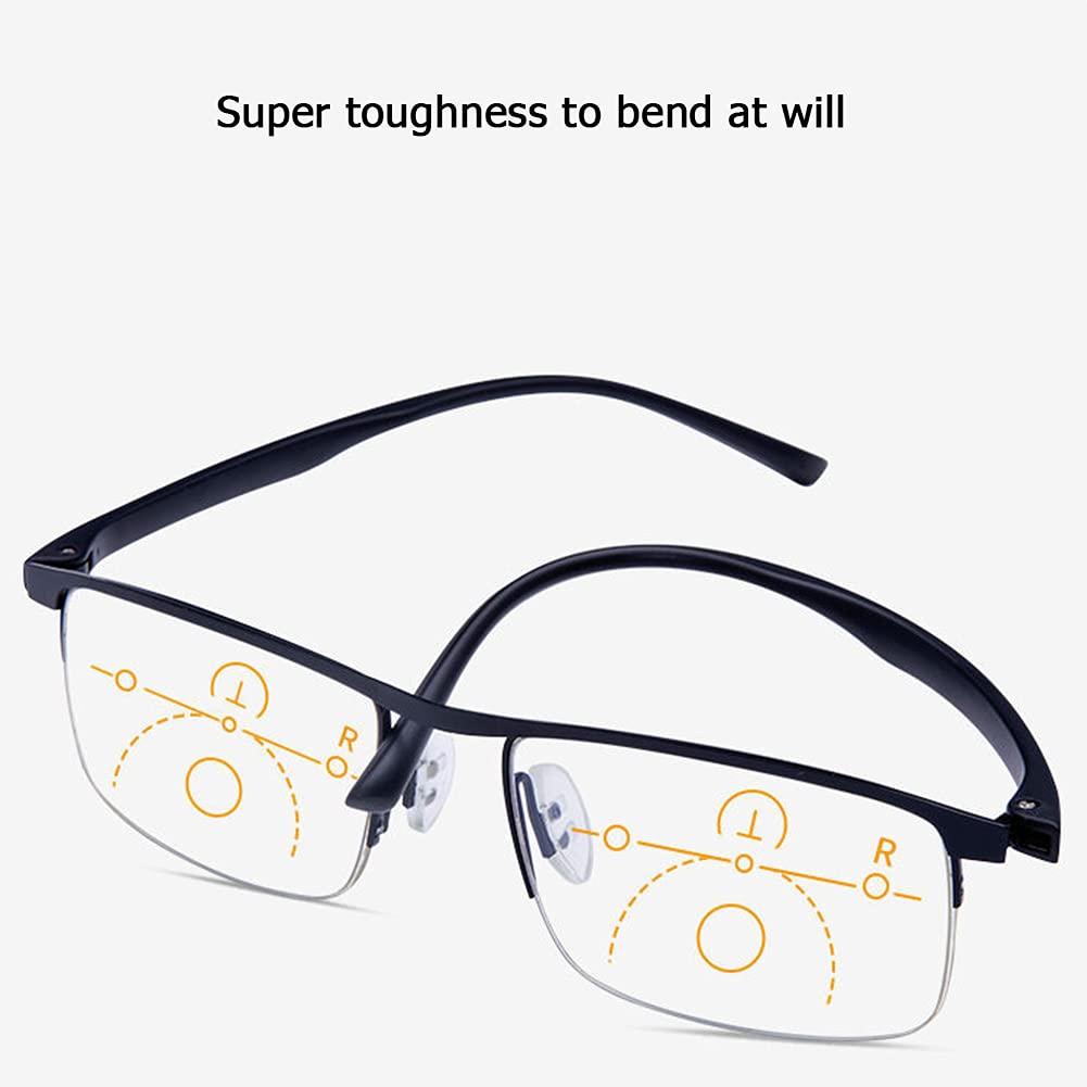 NWB Multifocal Progressive Reading Glasses,Readers with Light Thin Metal Frame,Blue Light Blocking for men women