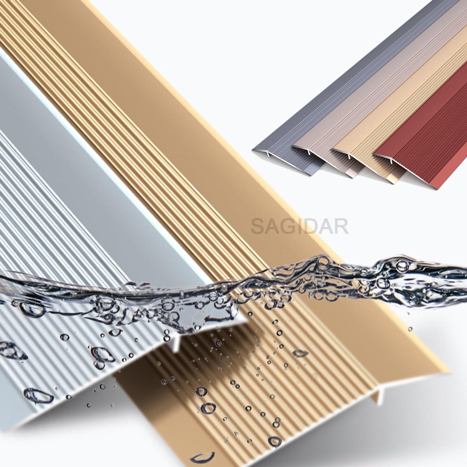 SAGIDAR Metal Threshold Ramps for Doorways, Aluminum Floor Transition Threshold Strip, Transition Board Self Adhesive, Width 10cm, Carpet Edge Strip Multicolor