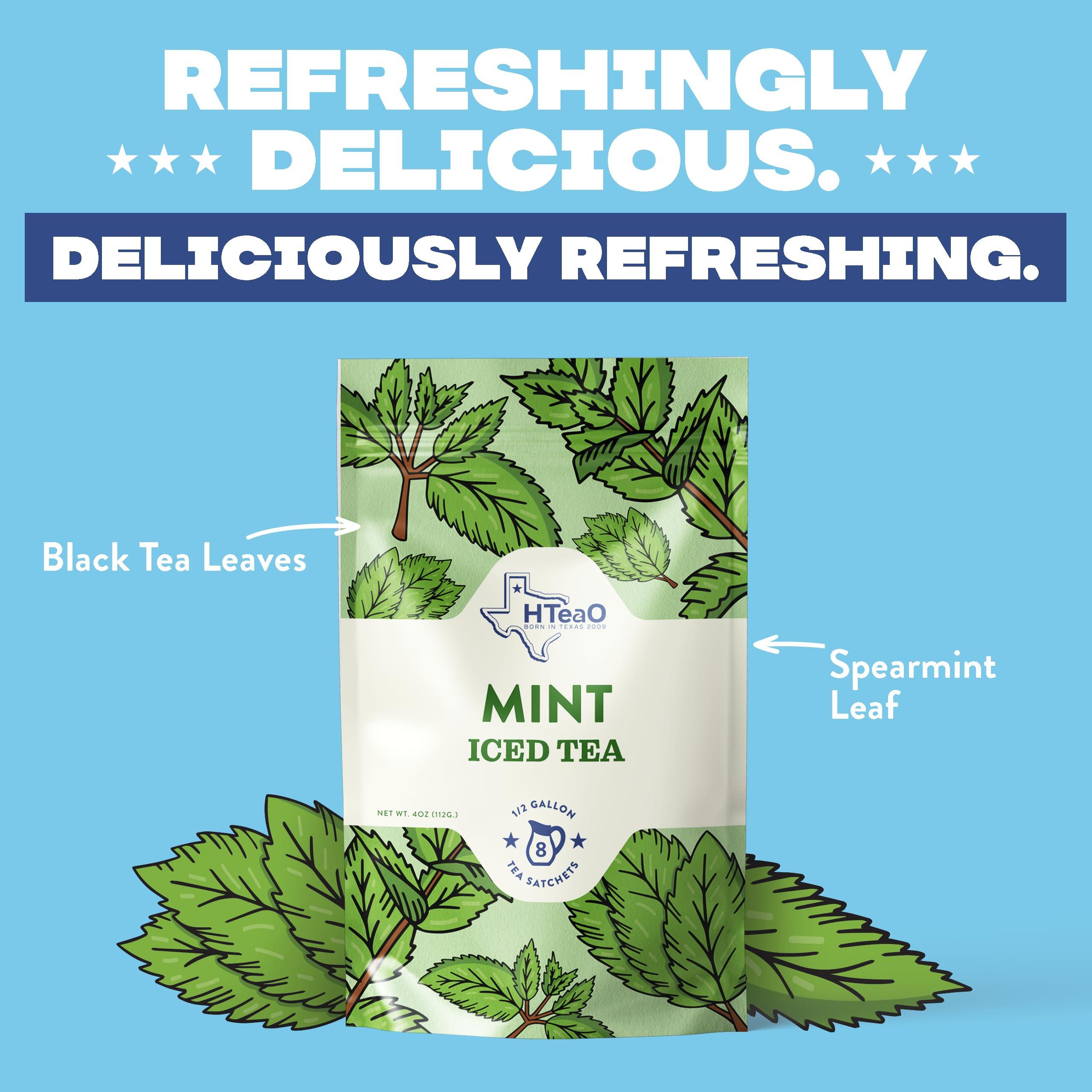 HTEAO HTeaO Mint Black Tea Mix and HTeaO Blueberry Green Tea Mix Bundle (8 Sachet Bags)