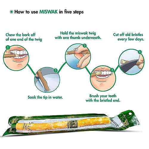 AL-TAQWA AL-TAQWA Miswak Stick |Miswak Toothbrush, Pack of 12, Natural Toothbrush, Chewable (Meswak)|Siwak Oral Hygiene, Teeth Whitening, Control Bad Breath | Eco-Friendly, Biodegradable, Nitric Oxide