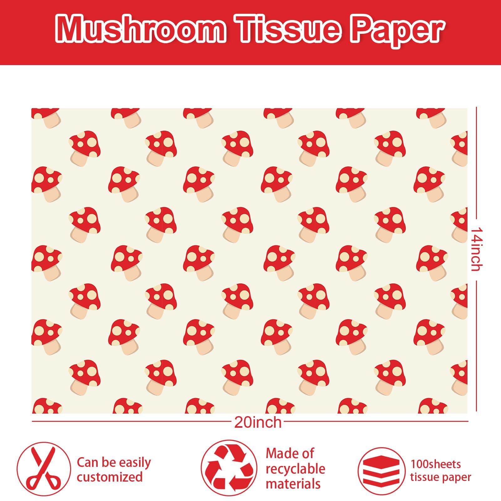 JarThenaAMCS JarThenaAMCS 100 Sheets Mushroom Tissue Paper Red Mushroom Gift Wrapping Paper Vintage Decorative Art Craft Paper for DIY Crafts Birthday Party Home Decor, 14 x 20 Inch