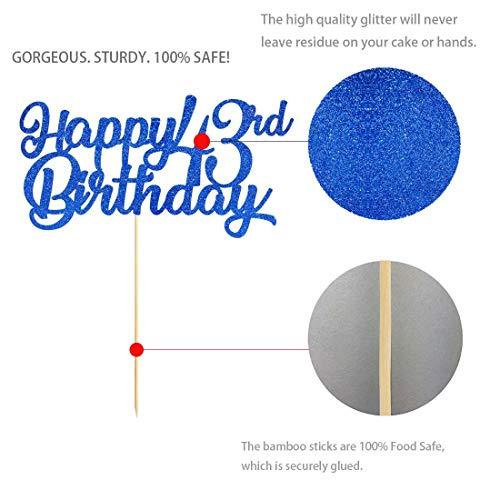 MAGJUCHE Blue Happy 43rd Birthday Cake Topper, Royal Blue Glitter Cheers To 43 Years Party Cake Decorations, Supply