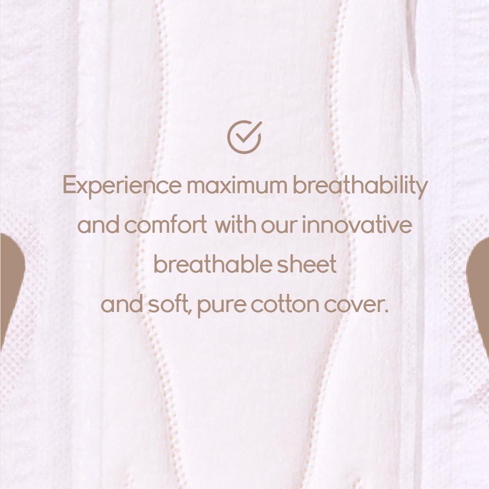 H.A.C PLUS Hyye Ultra Thin Sanitary Pads with Wings, High Absorbency, Air flow Cotton Soft Touch Cover, Unscented, Made in Korea (Large, 14 Count)