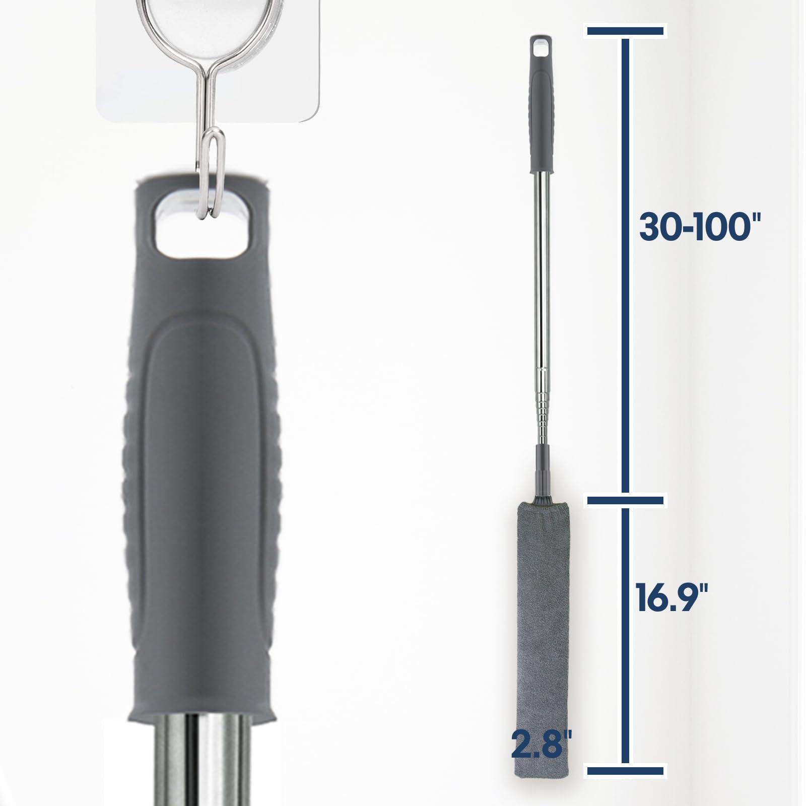 ELEANRA Retractable Gap Dust Cleaner with Extension Pole, Cleaning Tools with 3 Microfiber Dusting Cloths, Extendable Long Handle Duster for Cleaning Under Refrigerator Sofa Couch Bed Furniture Appliance