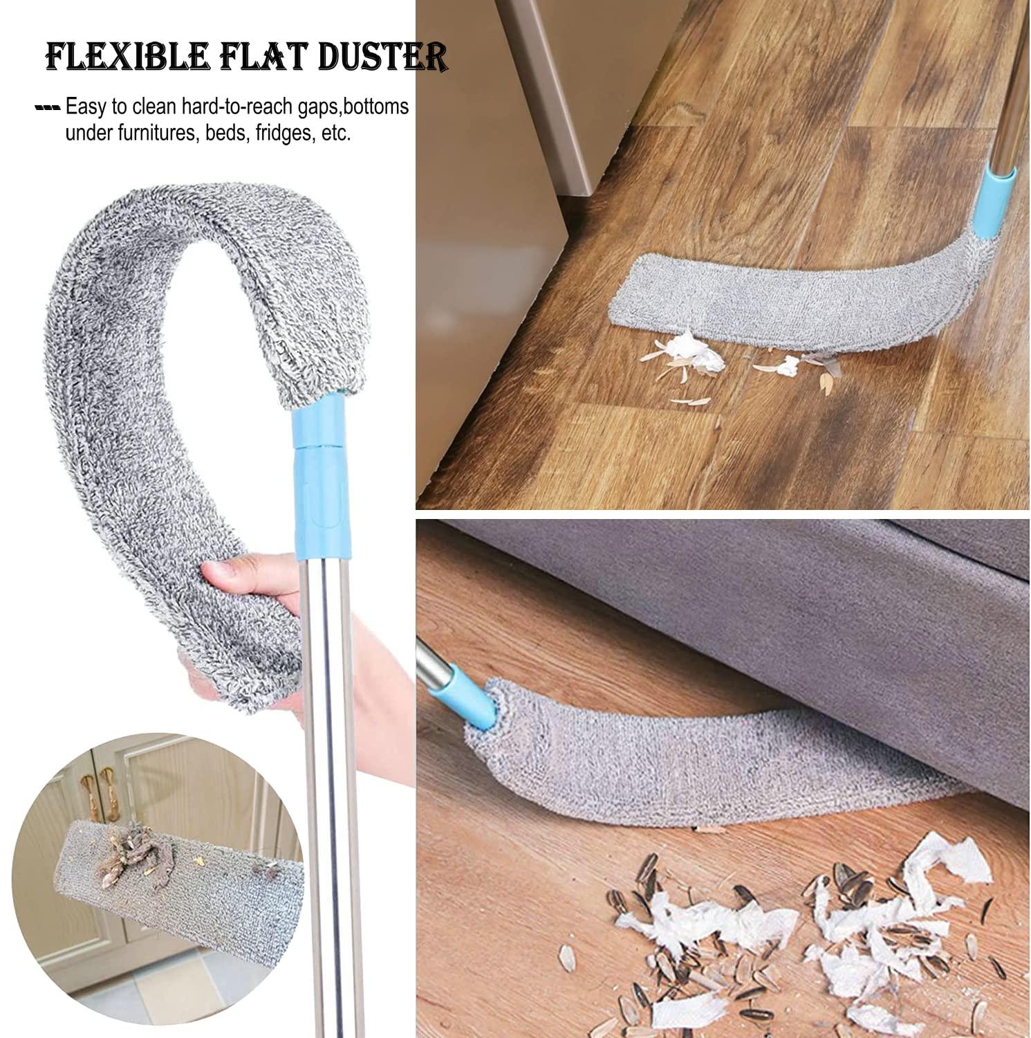 ARAINY Retractable Gap Dust Cleaner Under Appliance Microfiber Duster Dust Brush with Extension Pole (36 to 49 inches) Cleaning Duster for Bed High Ceilings Furniture Bottom Household Gap Duster Gray