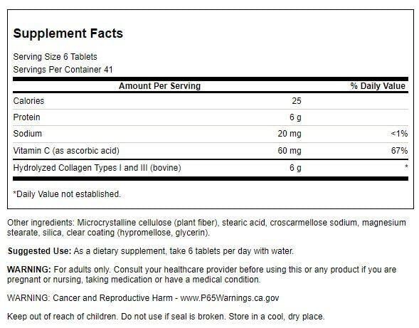 Swanson Swanson Hydrolyzed Collagen Peptides + Vitamin C Types I and Iii 1,000 mg 250 Tabs 4 Pack