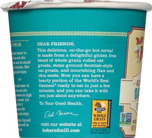 Bob's Red Mill Bob\'s Red Mill Classic Oatmeal Cup, 1 Cup (Pack of 1) - Non GMO, Gluten Free, Whole Grain, Vegan, Kosher