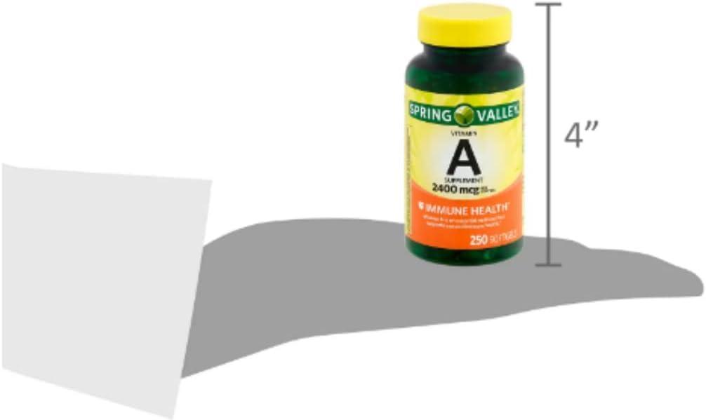 Generic Spring Valley Vitamin A Supplement 2400 mcg, 250 Count +VLS Sticker.
