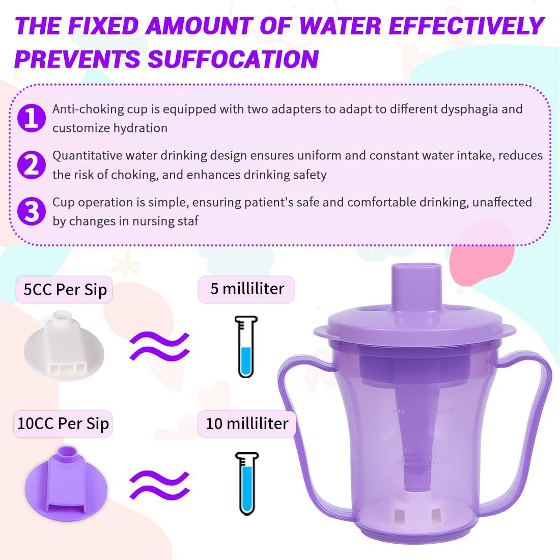 Ehucon Ehucon Dysphagia Regulating Drinking Cup for Elderly-Having Difficulty Swallowing,Dispenses 5 cc or 10 cc of Liquid Helps to Prevent Choking,Liquids Only (Overall purple)