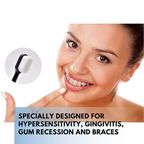 Wimolek Extra Soft Toothbrush for Sensitive Gums and Teeth with 20,000 Ultra Soft Bristles. Micro-Nano Toothbrush. Excellent Cleaning Effect (2 Pack) (White Wave Bristle)