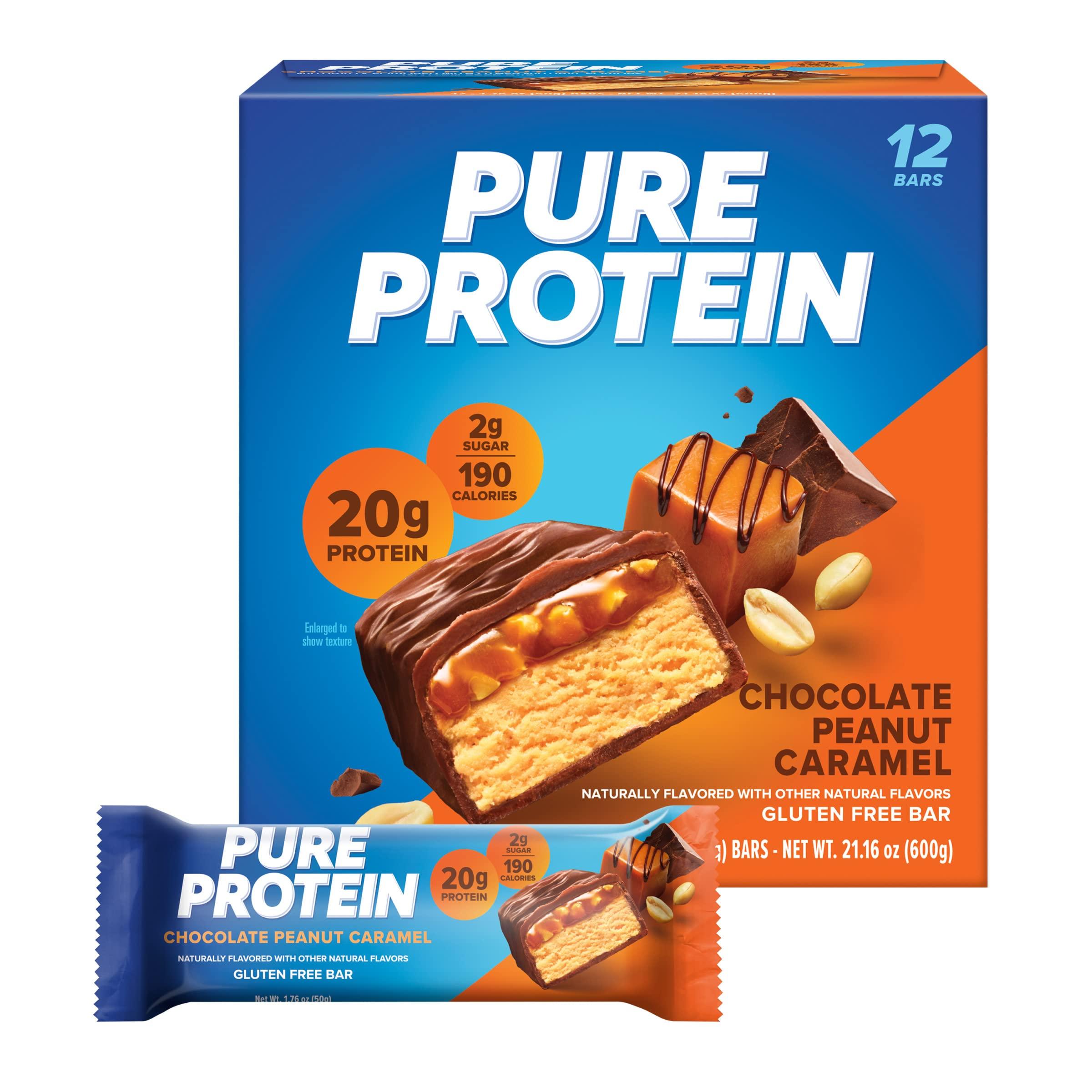 Fulfil FULFIL Vitamin Protein Bars, Chocolate Salted Caramel, 12 Count and Pure Protein Bars, Chocolate Peanut Caramel, 12 Count