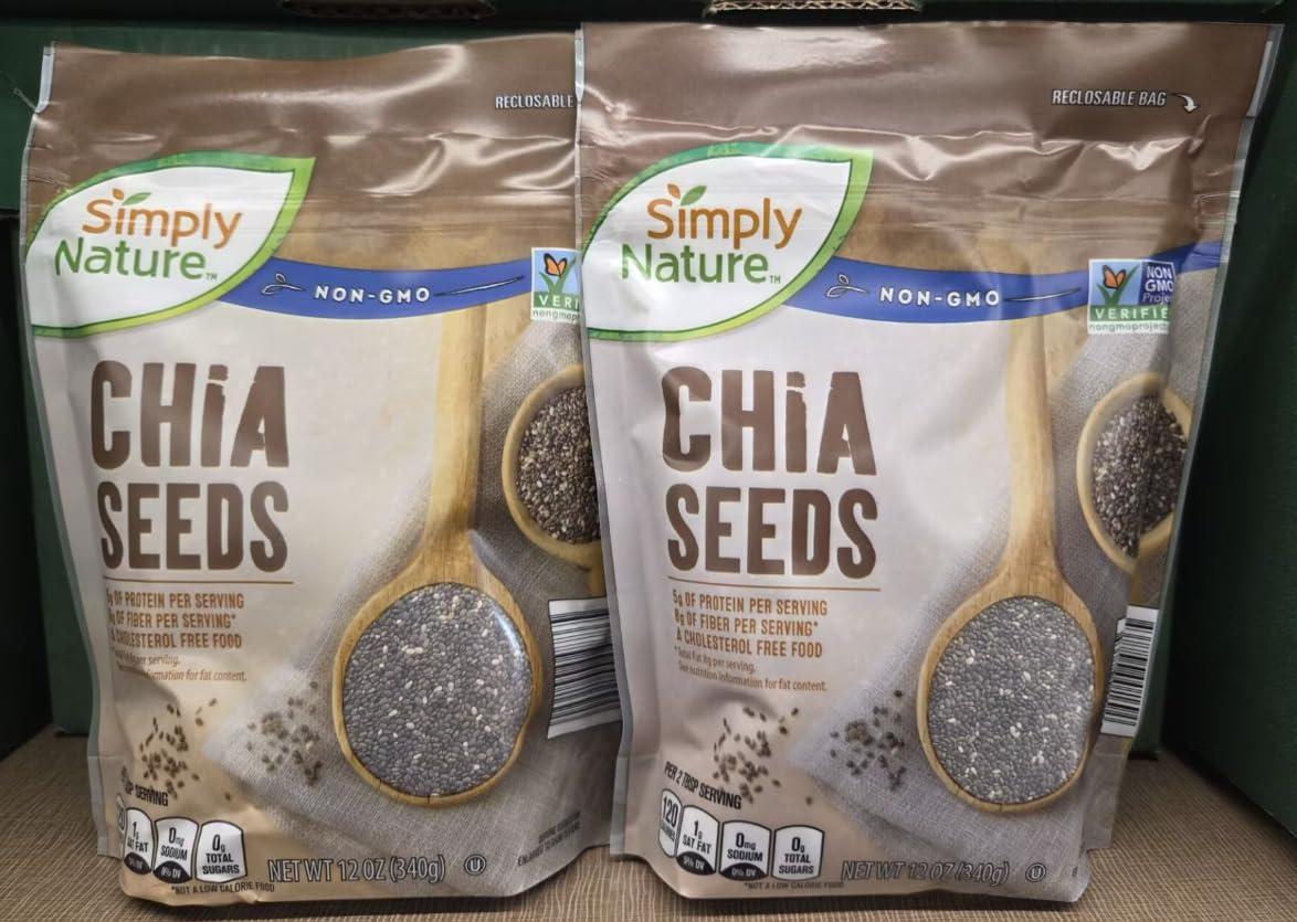 TraderB Simply Nature NON-GMO Chia Seeds 12oz 340g (Two Bags)