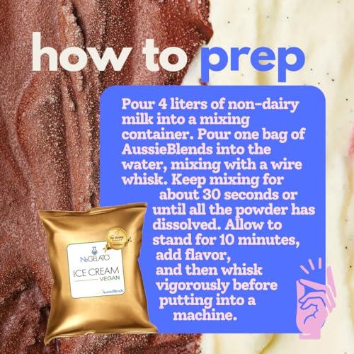 AussieBlends AussieBlends Vegan Ice Cream Mix for Soft Serve, Rolled Ice Cream, Gelato, Liquid Nitrogen Ice Cream, Hard Ice Cream, and Scooped Ice Cream, 1-Pack