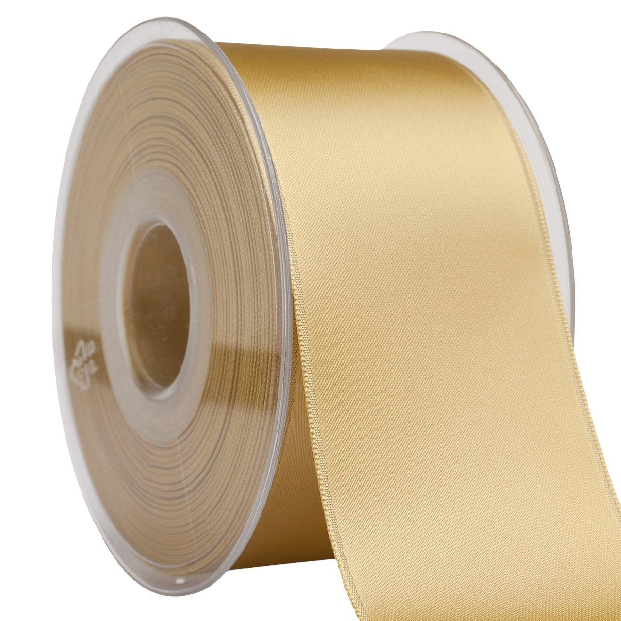 Morex Ribbon Morex Ribbon DF Swiss Satin Ribbon, Camel, 2 inch by 27 Yards