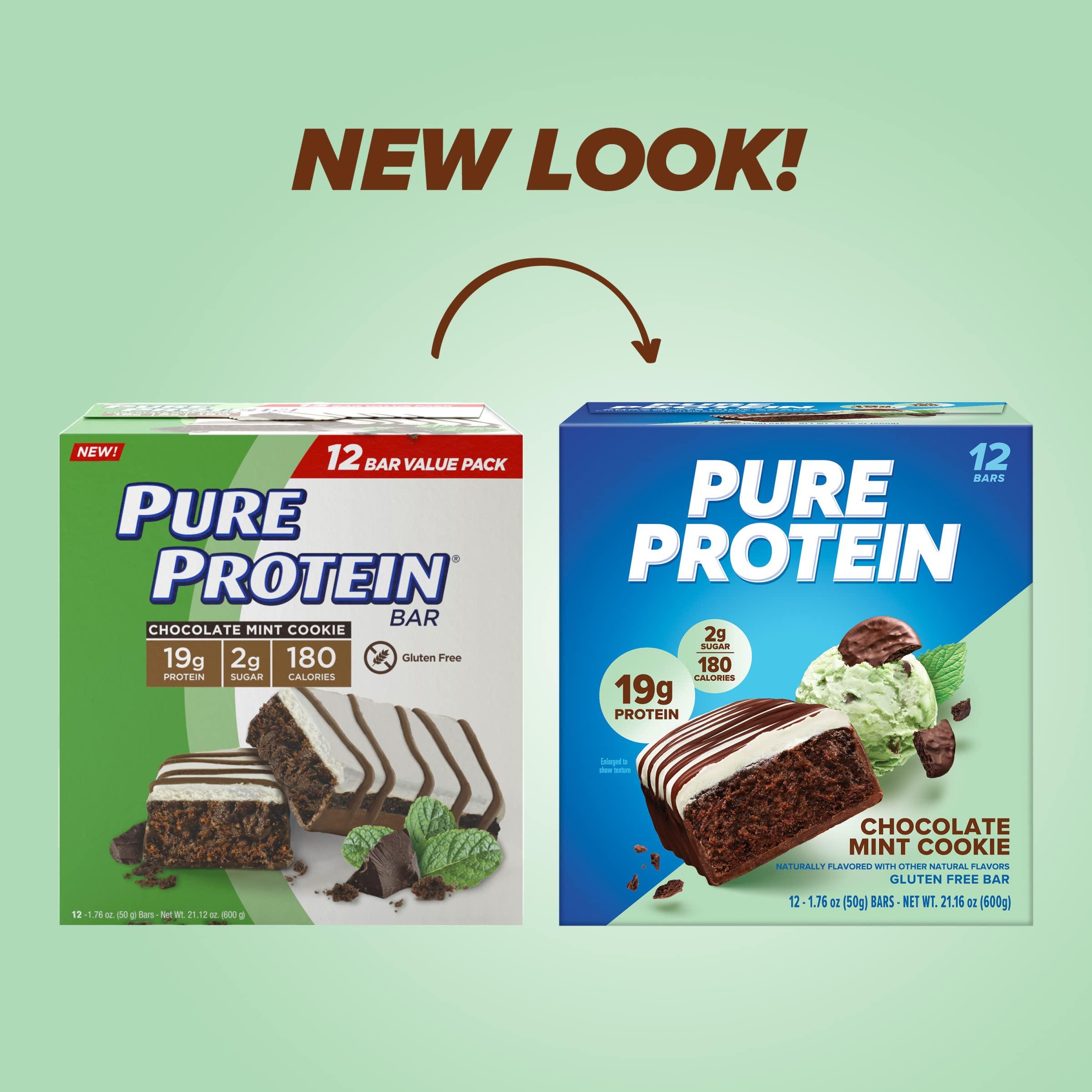 Pure Protein Pure Protein Chocolate Protein Shake, 30g Protein, 12 Pack and Pure Protein Chocolate Mint Cookie Protein Bars, 19g Protein, 12 Count