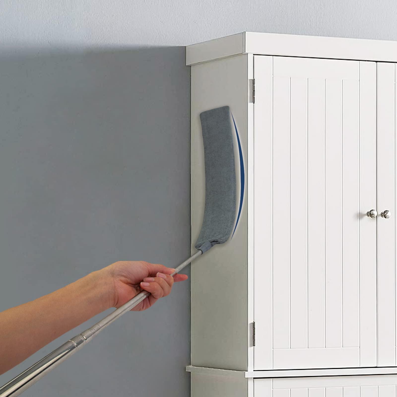 ELEANRA Retractable Gap Dust Cleaner with Extension Pole, Cleaning Tools with 3 Microfiber Dusting Cloths, Extendable Long Handle Duster for Cleaning Under Refrigerator Sofa Couch Bed Furniture Appliance