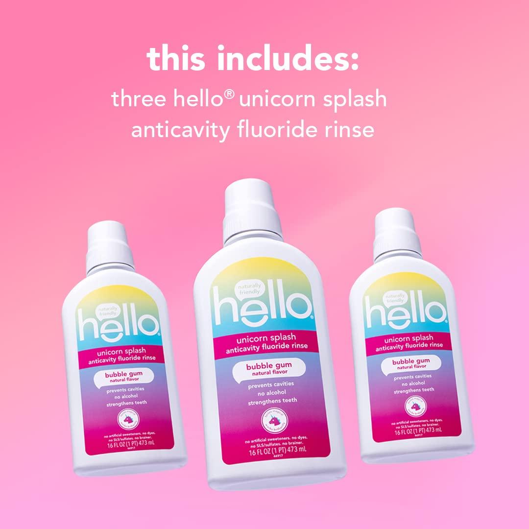 hello hello Dragon Dazzle Blue Raspberry Kids Toothpaste & Kids Mouthwash with Unicorn Bubble Gum Flavor