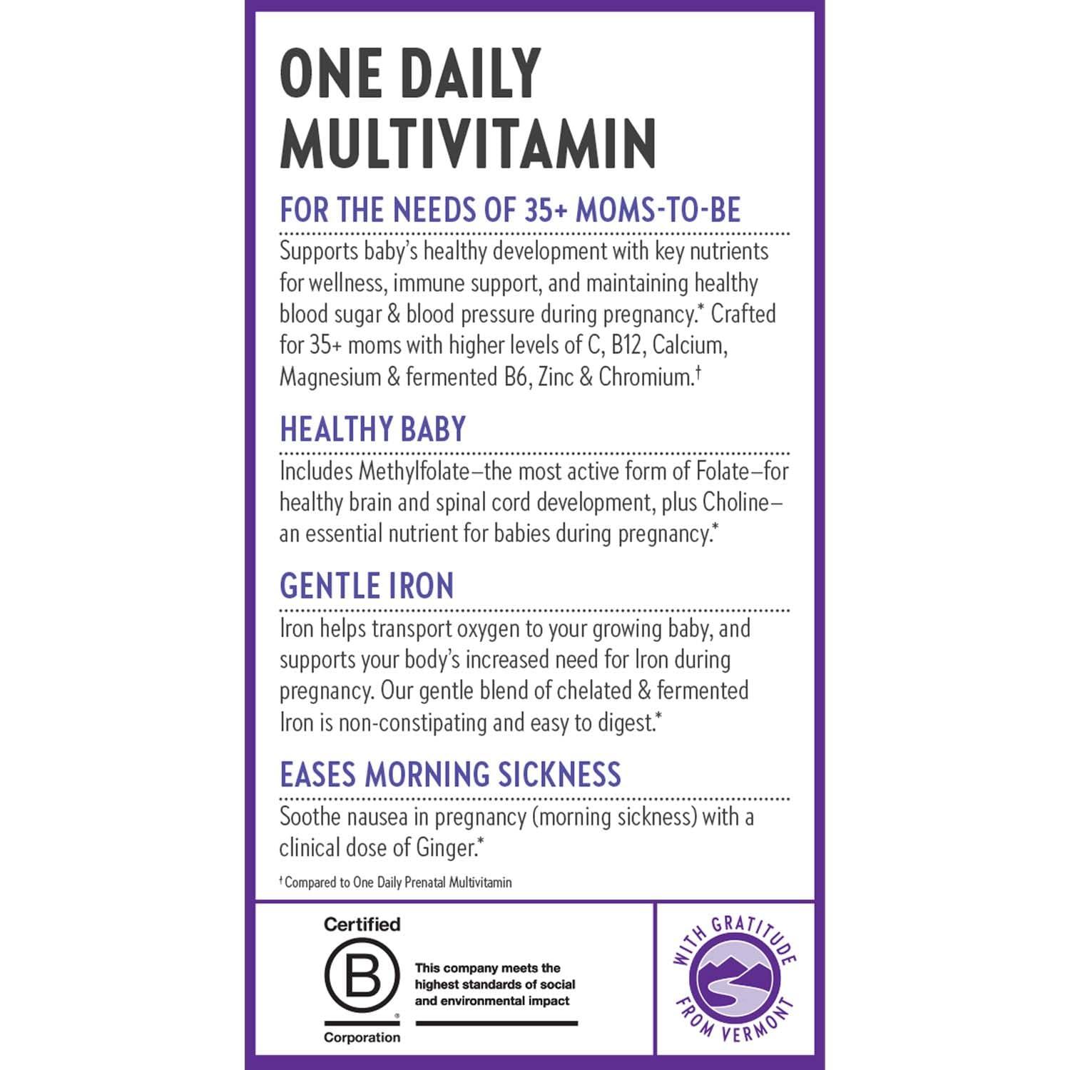 New Chapter New Chapter Prenatal Vitamins, One Daily Prenatal Multivitamin Enhanced for Age 35+ with Methylfolate + Choline for Healthy Mom & Baby, Gluten Free & Non-GMO- 30 ct